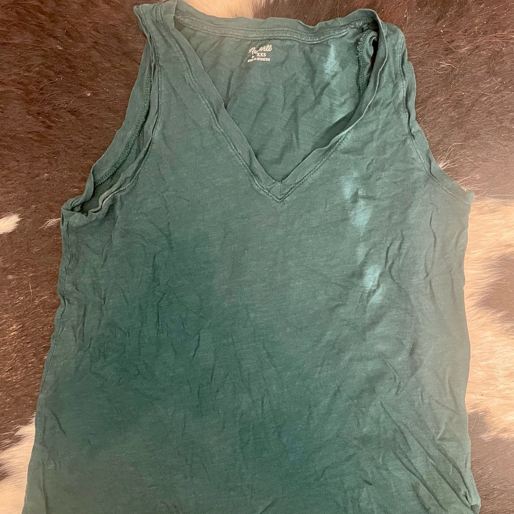 Madewell Teal V-Neck Tank Top